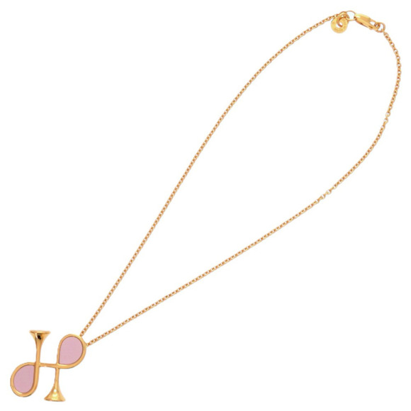 Unused Herms Cor H GP Swift Necklace in Mauve Pale - Picture 4 of 7